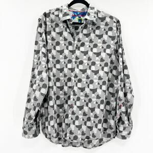 Robert Graham Mens Grey Pattern Long Sleeve‎ Button Down XL